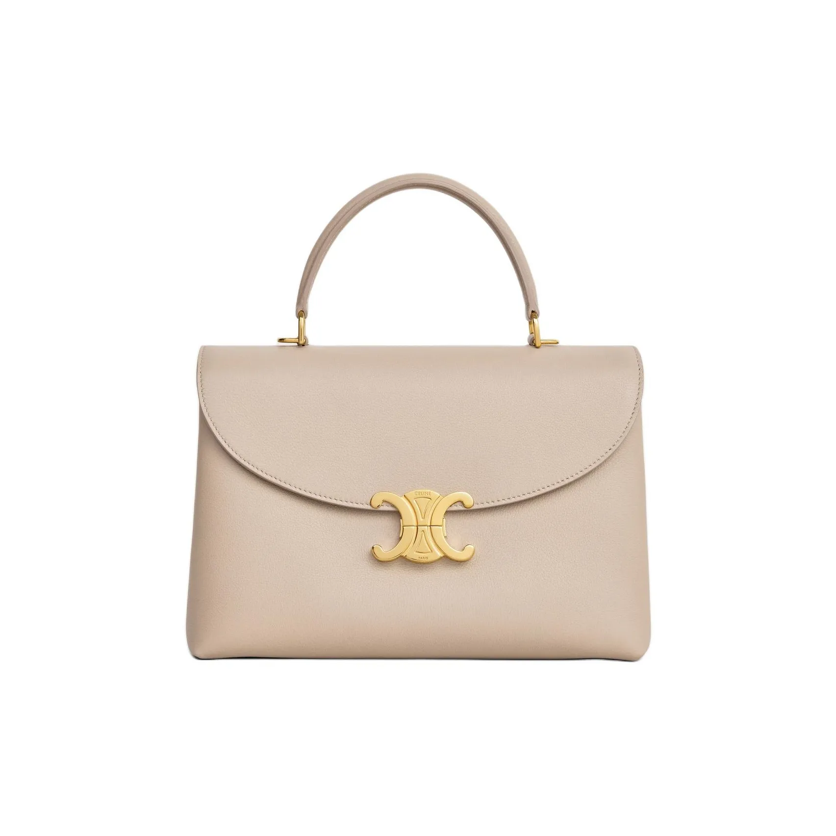 celine Saint Calfskin Shoulder Bag Crossbody Bag Handbag Medium Size Women's Light Beige