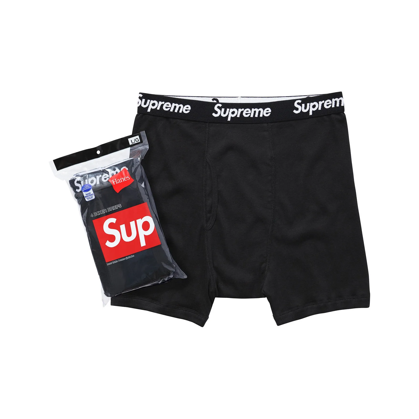 Supreme X Hanes Boxer Briefs 4 Pack 
Black
