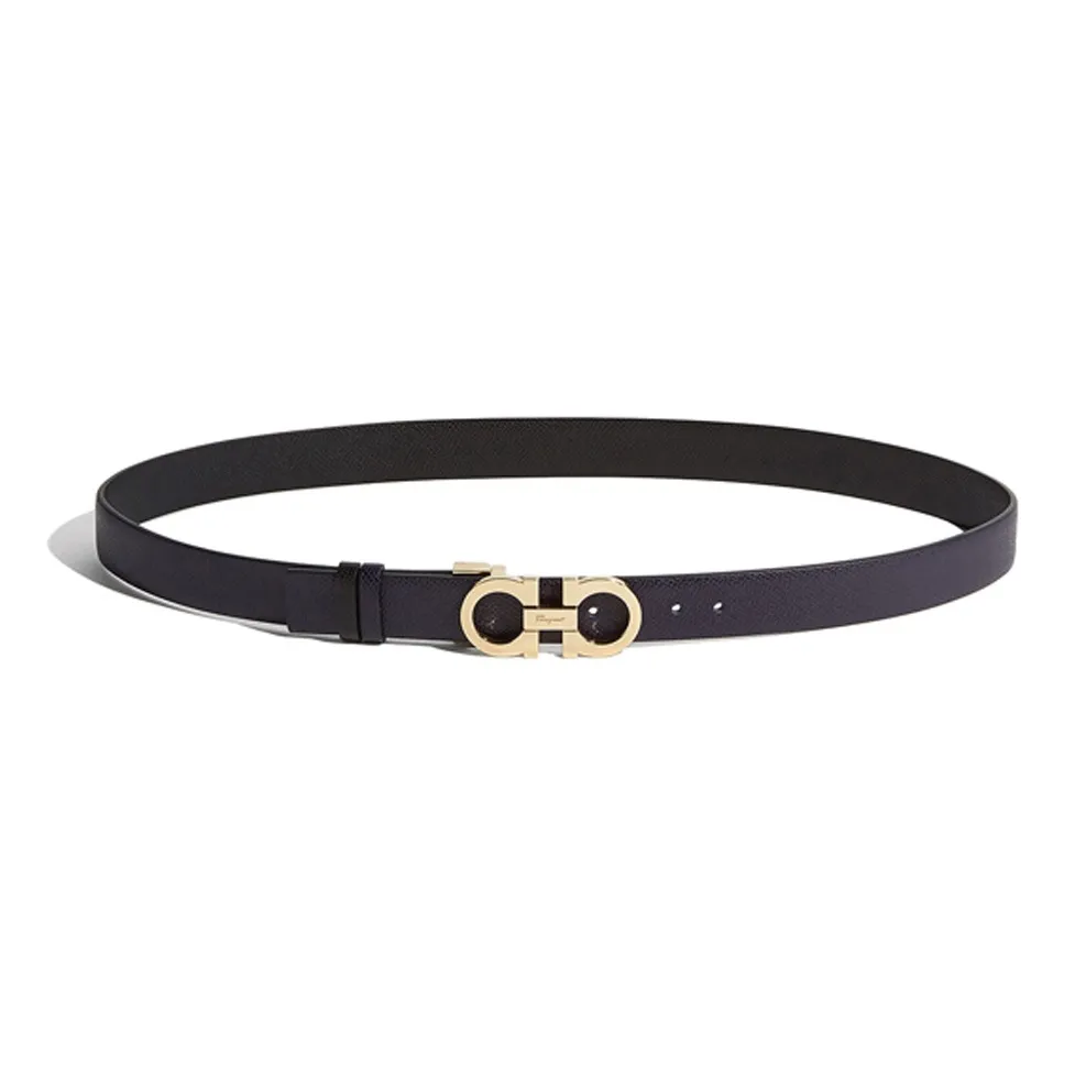 Ferragamo Ремни из коровьей кожи женские синий и черный ширина 2,5 см