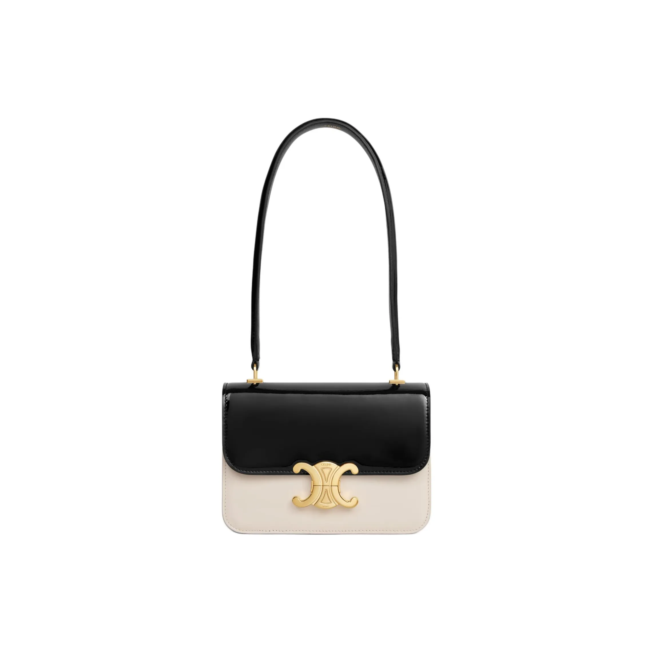CELINE TEEN BUCKET Cow Leather Handbag, Shoulder Bag Women's Black & White
