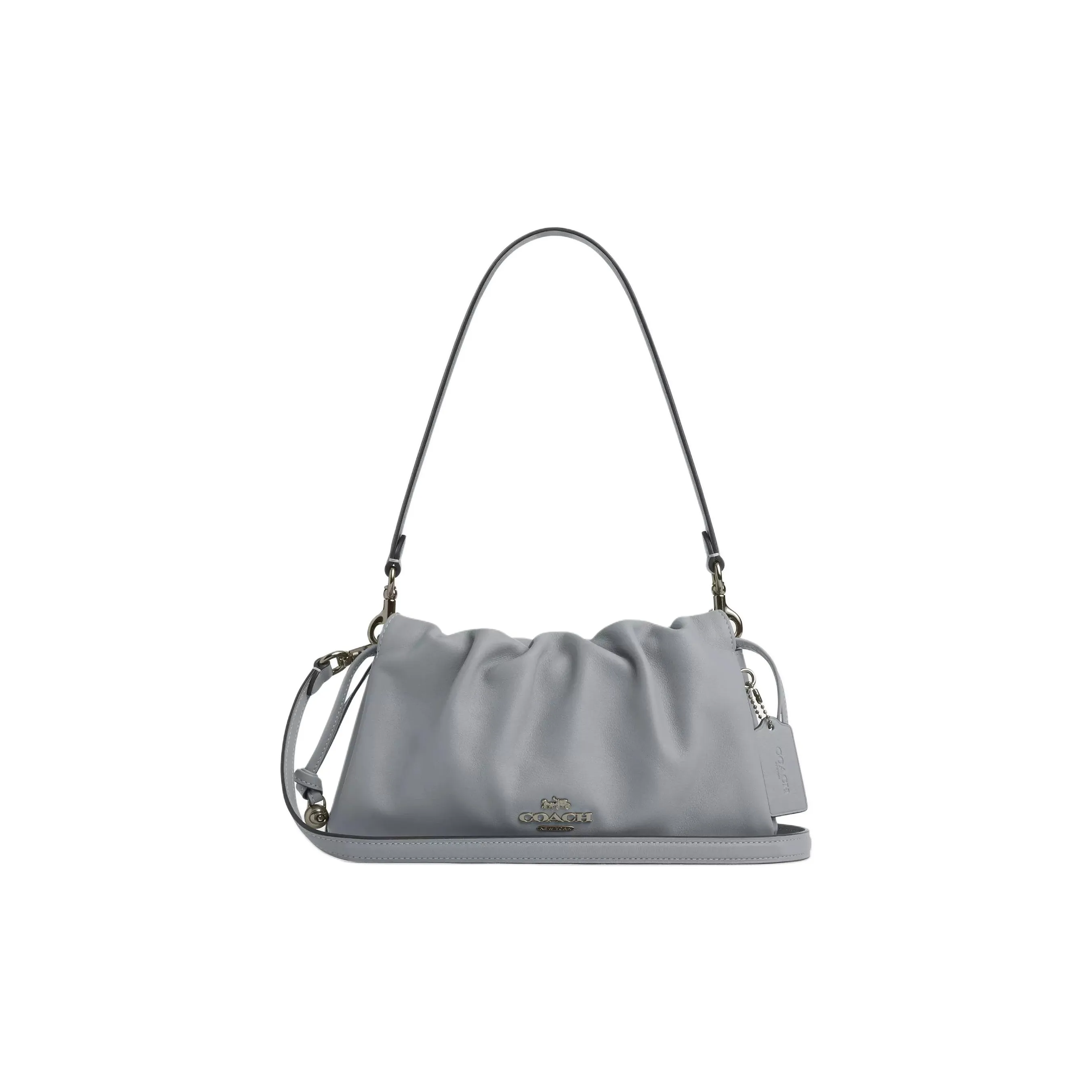 COACH Faye Smooth Leather Cloud Bag Handbag Shoulder Bag Medium Size Women's Gray Blue