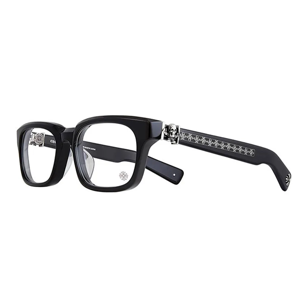 Chrome Hearts Plate And Metal Square Eyeglass Frames Unisex Black
