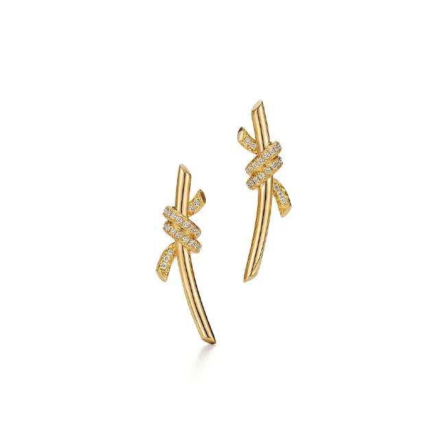 TIFFANY & CO. Knot Collection Stud Earrings Women's Gold