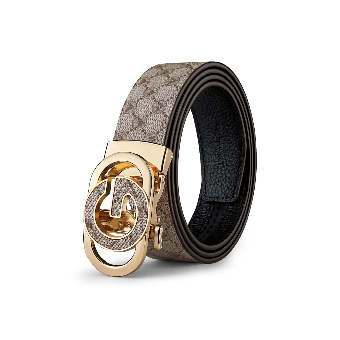 WilliamPOLO ПВХ Кожаные ремни Мужской Золотой Застежка Хаки Цвет Ширина 3,5 см