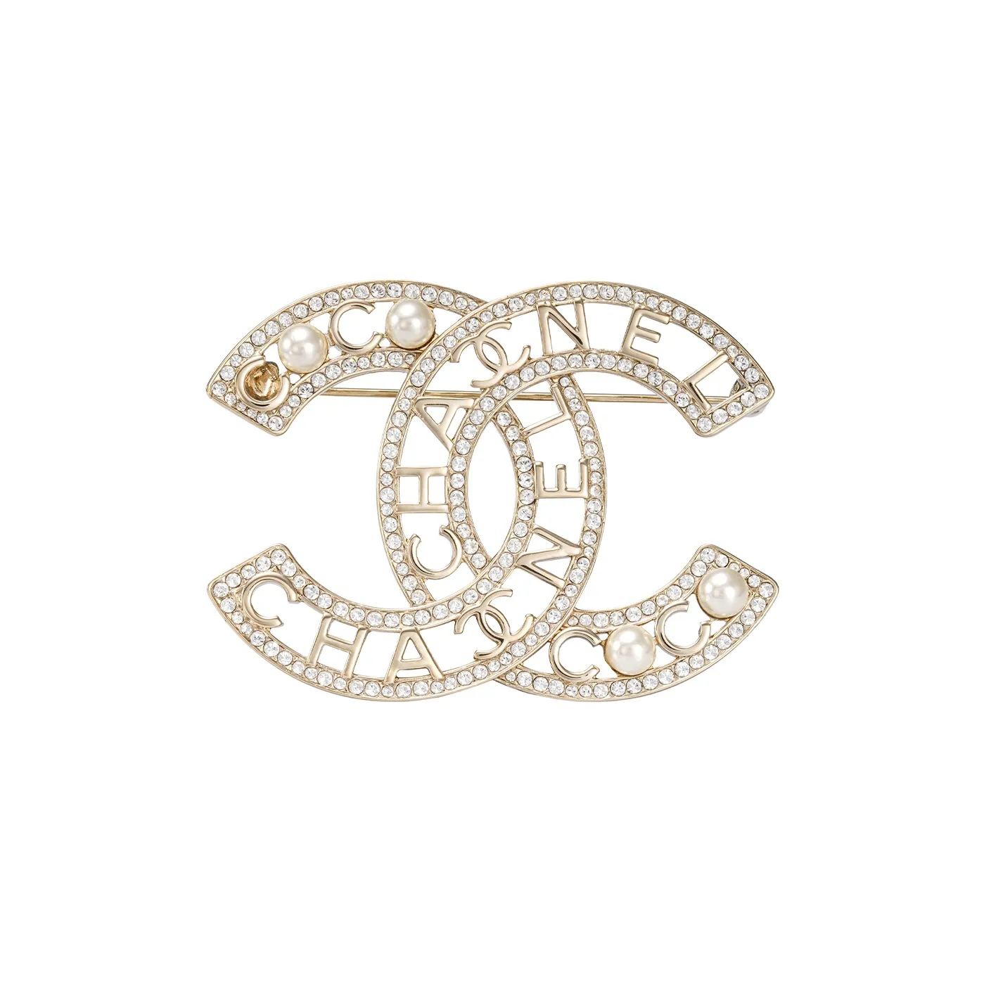 CHANEL CC Metal Brooches Unisex Gold