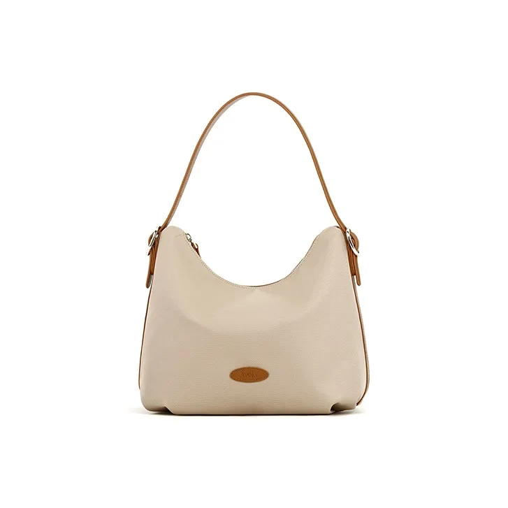 AVOKE Nylon With Cow Leather Tote Shoulder Bag, Crossbody Bag Unisex Multicolor