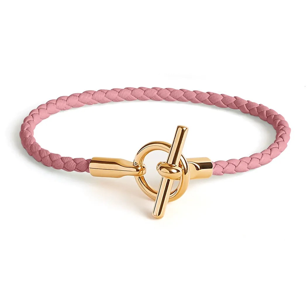 HERMES Gold Plated Bracelets Women's Pink