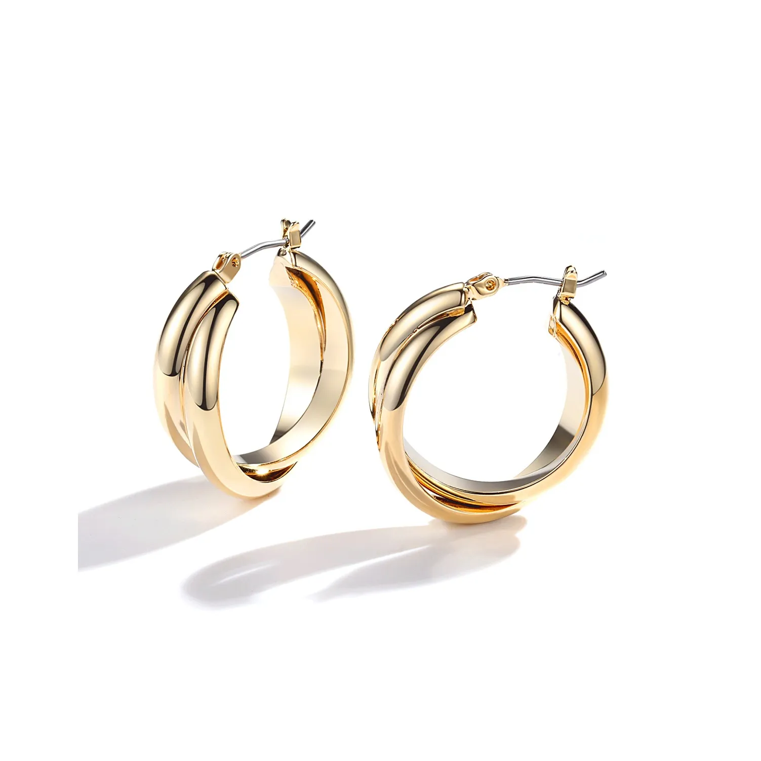 CAROMAY Серьги из меди и сплава женские цвет шампанское золото