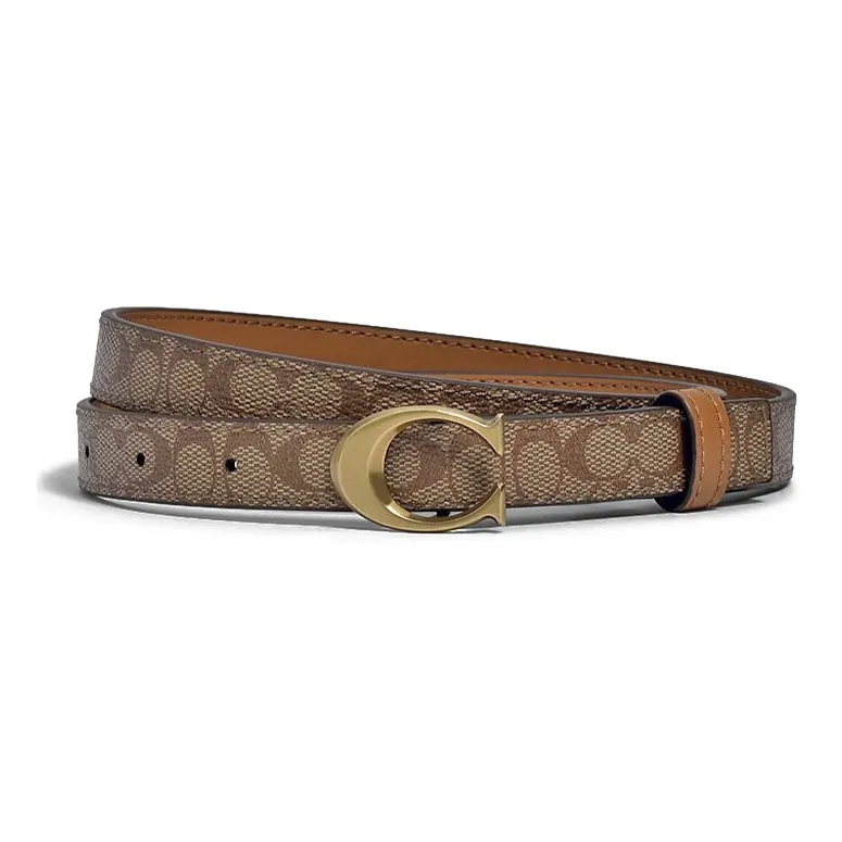 COACH PVC Leather Belts Women's Brown Width 2cm