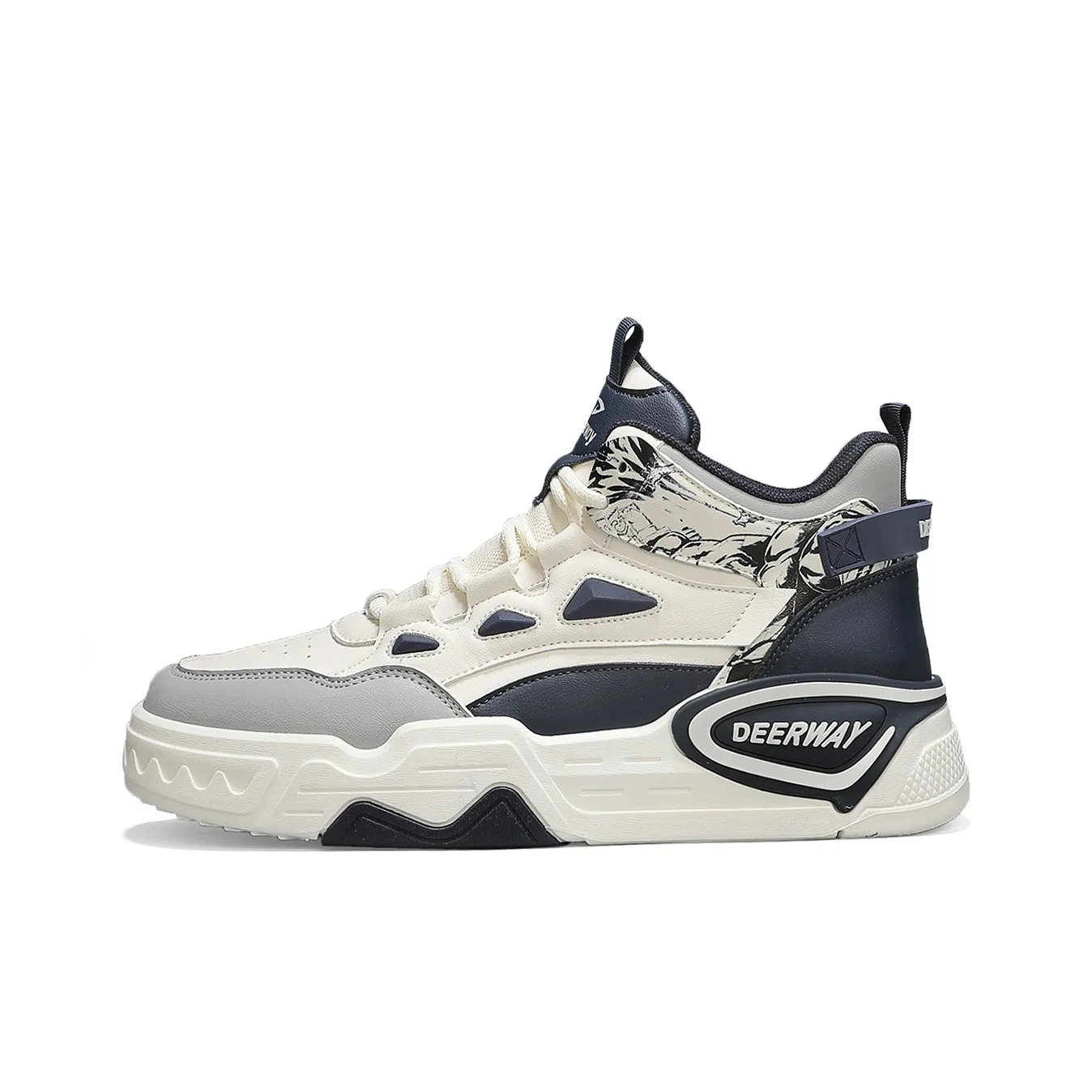 DEERWAY Cushioning Wear-Resistant High-Top Platform Sports Skateboard Shoes Men's
