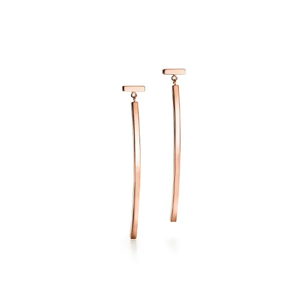 TIFFANY & CO. T 18K Rose Gold Earrings Women's