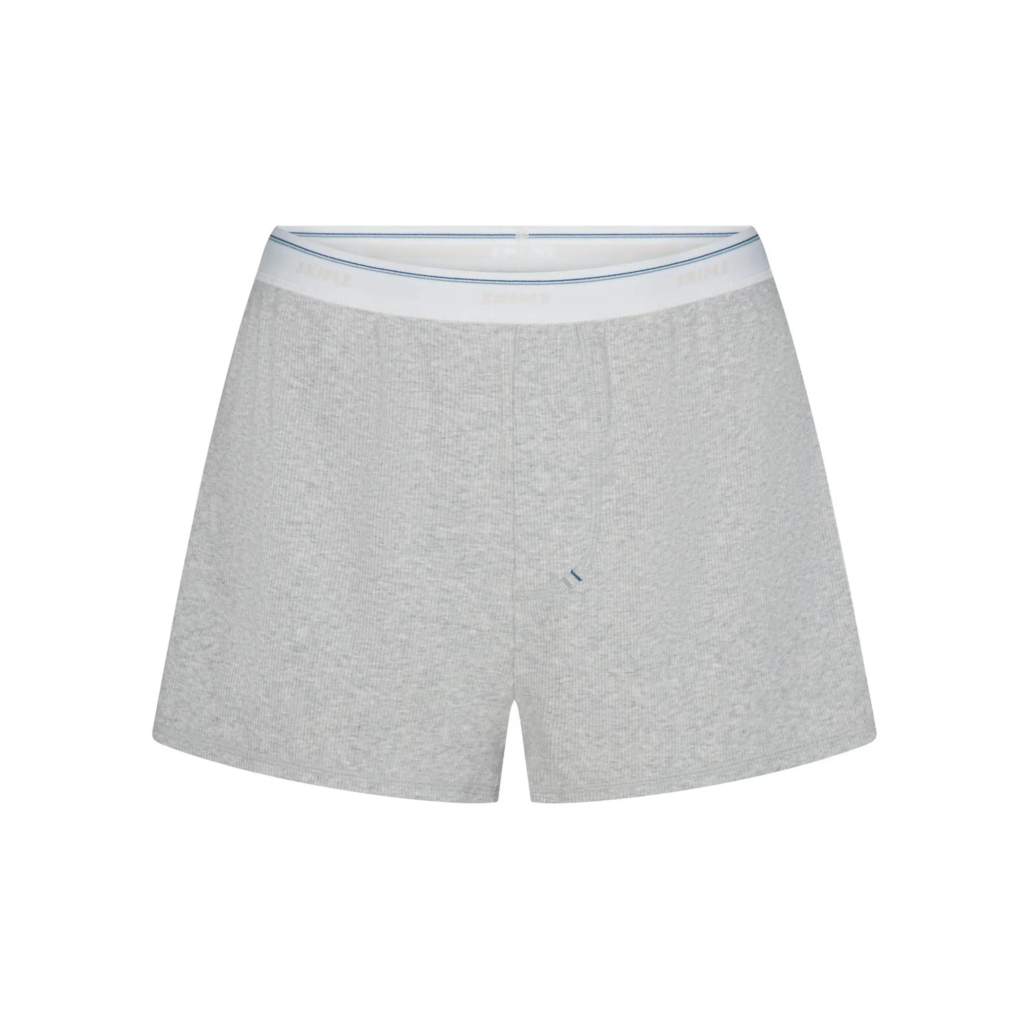 SKIMS FW24 COTTON Collection Хлопок Rib Loose Боксеры Женские Светлый Фотиния Серый Полосы