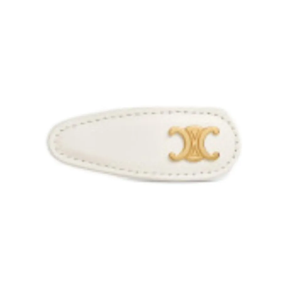 CELINE Snap Hair Clip In Calfskin Brass With Gold Finish And Steel