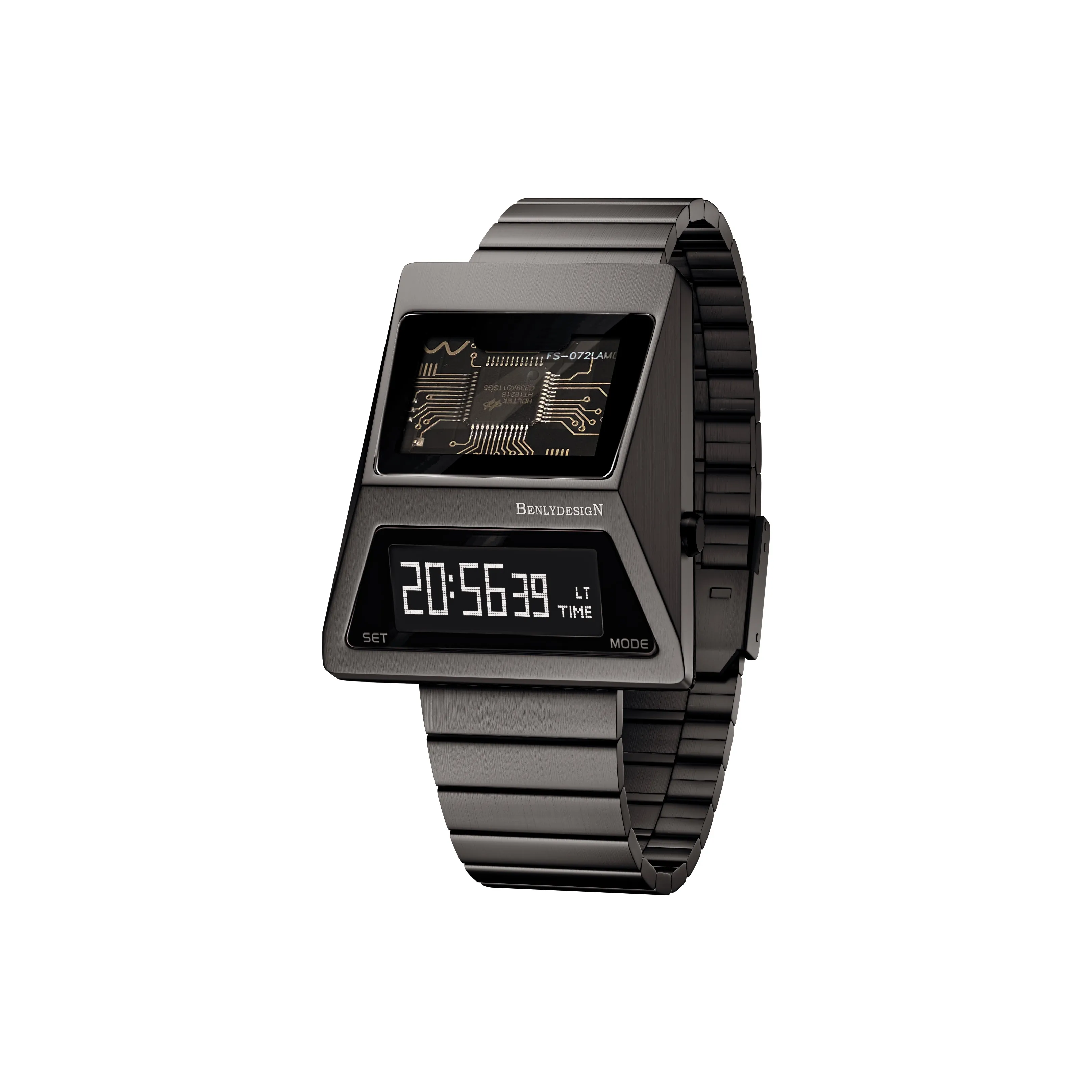 IB BENLYDESIGN S31002S2 Электронный механизм Нержавеющая сталь Ремешок Часы Унисекс Черный циферблат