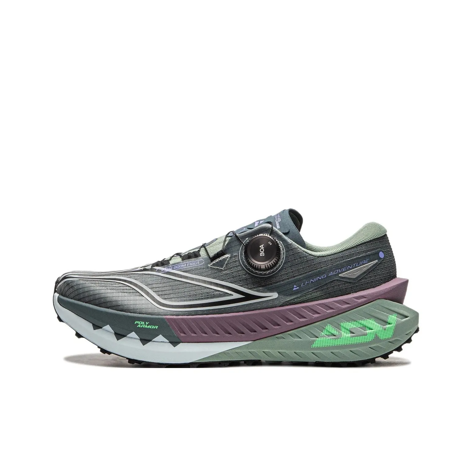 LiNing Dilu Cushioning Wear Resistant Slip Resistant Rebound Low Top Trail Running Running Shoes Men
s Gray Green