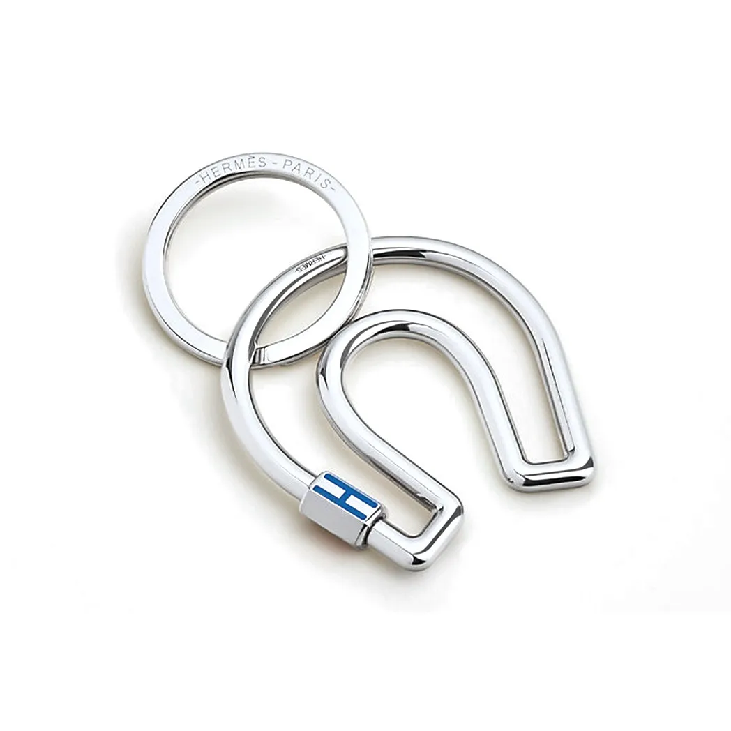 HERMES Cheval Keychain Unisex Silver