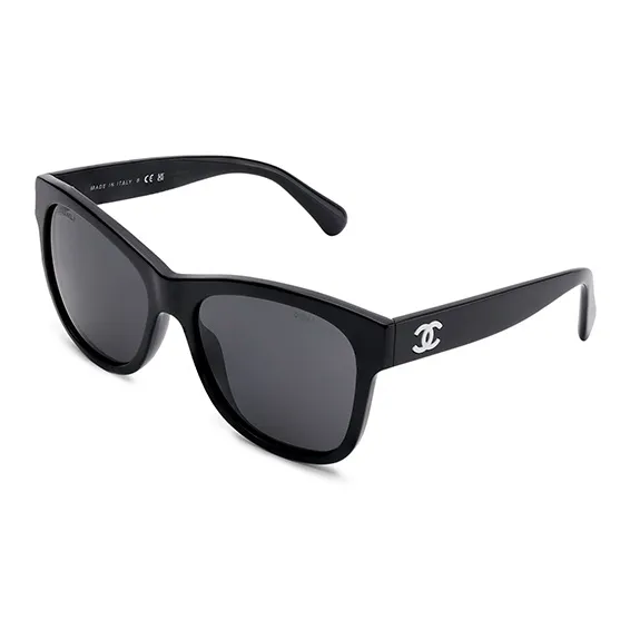 CHANEL Plate Frame Butterfly Sunglasses Unisex Black