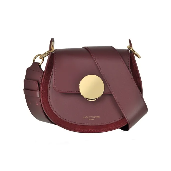 Le Parmentier Calfskin Suede Saddle Bag Crossbody Shoulder Bag Regular Women's Deep Cherry