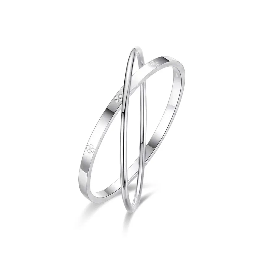 WANLIACC Сплав Двойной Браслет Loop Four Leaf Clover Женские