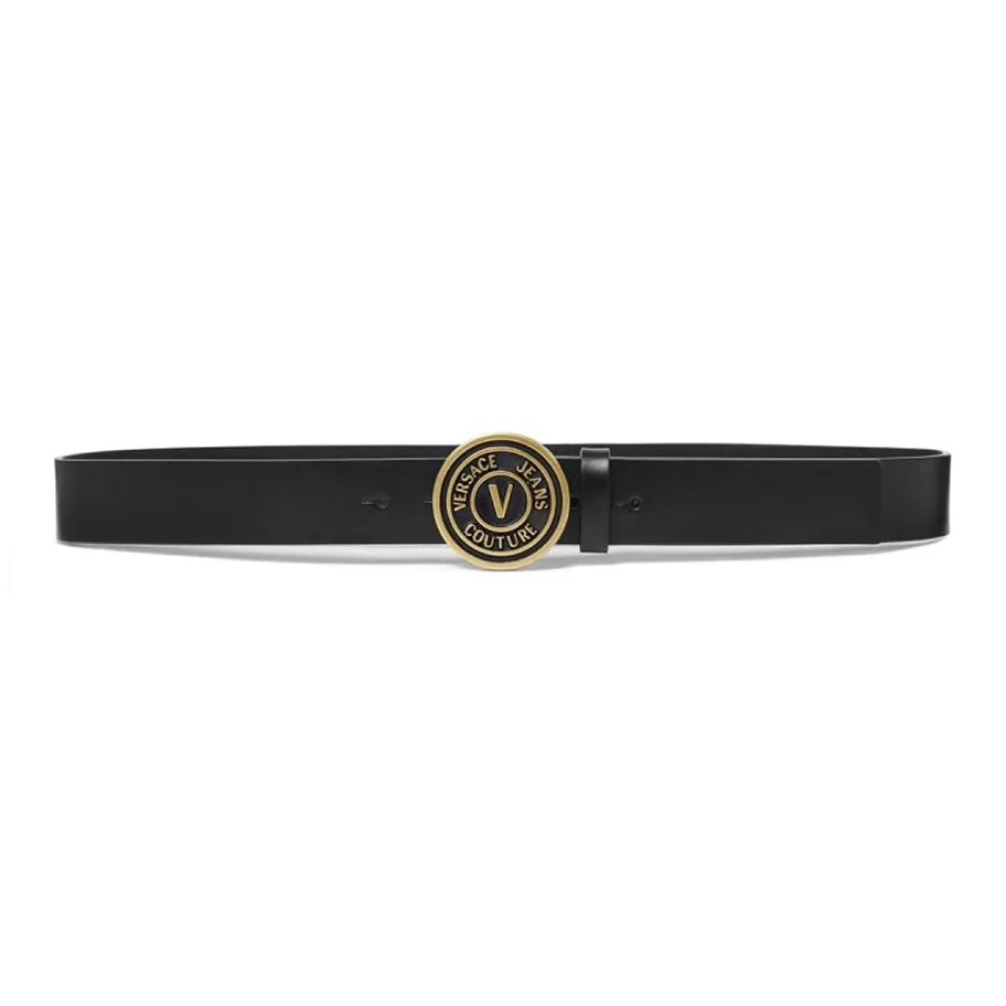 VERSACE JEANS COUTURE Badge Brand Leather Belts Men's Black