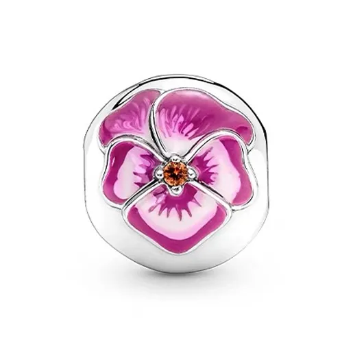 Pandora, стерлинговое серебро 925 пробы, стекло, аксессуары, розовый, женский