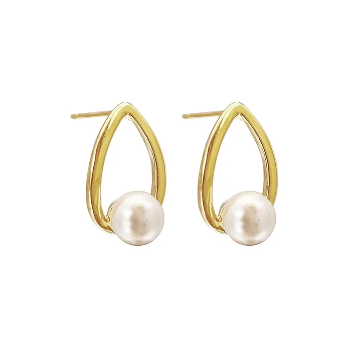 Yi Can Искусственная жемчужина Гальванизированное настоящее золото серьги женские