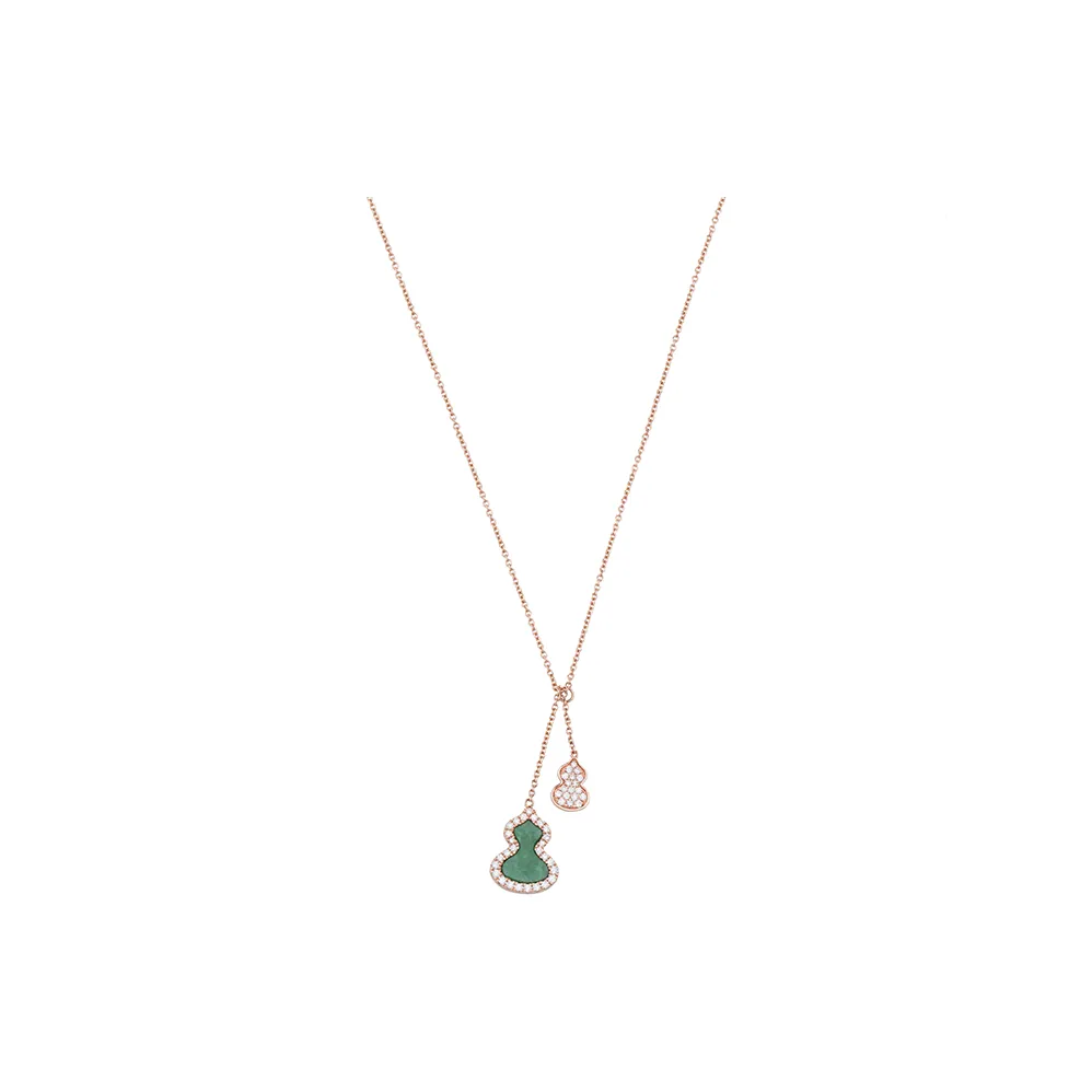 Qeelin Petite Wulu 18K Rose Gold Necklaces Women's Green