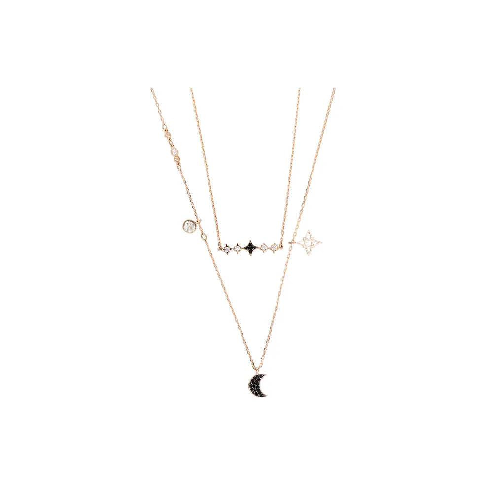 Swarovski Faux Crystal Double Layer Necklace Women's Black