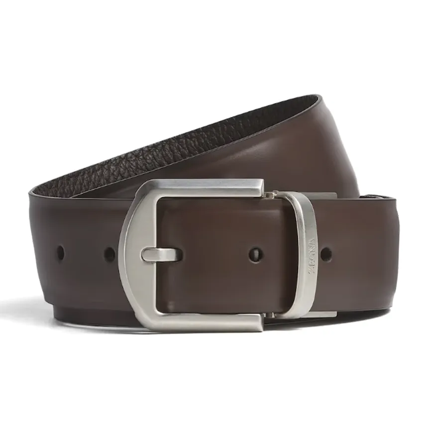 Zegna Grained кожа кожаные ремни с застежкой-булавкой мужской фиолетовый ширина 3,5 см