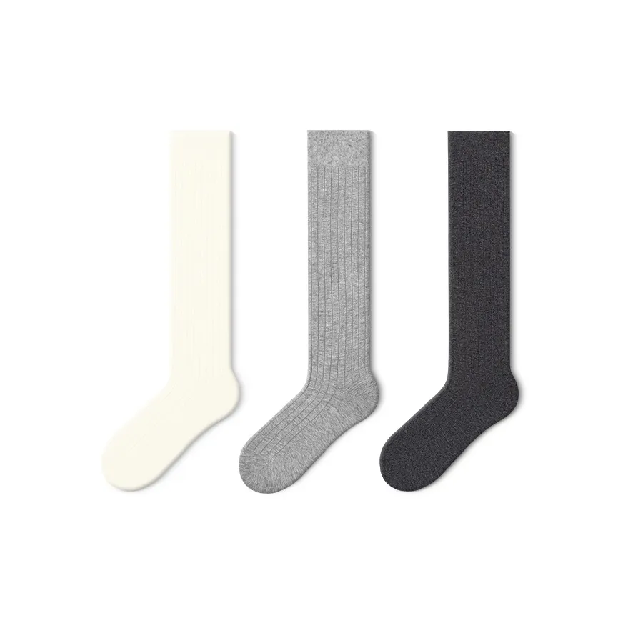 JKN Колено Высокие Носки Хлопок Вертикальные Полосы Балет Стиль Свободные Носки Женские 3 Пачки