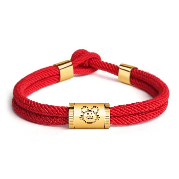 SUSOOK Красная нить Браслеты Унисекс Красный Золотой Черный