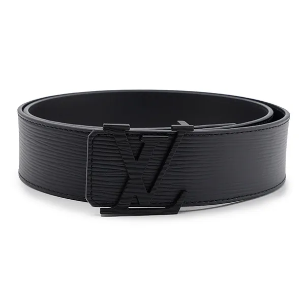 LOUIS VUITTON Smooth Buckle Cow Leather Belts Men's Black Width 4cm