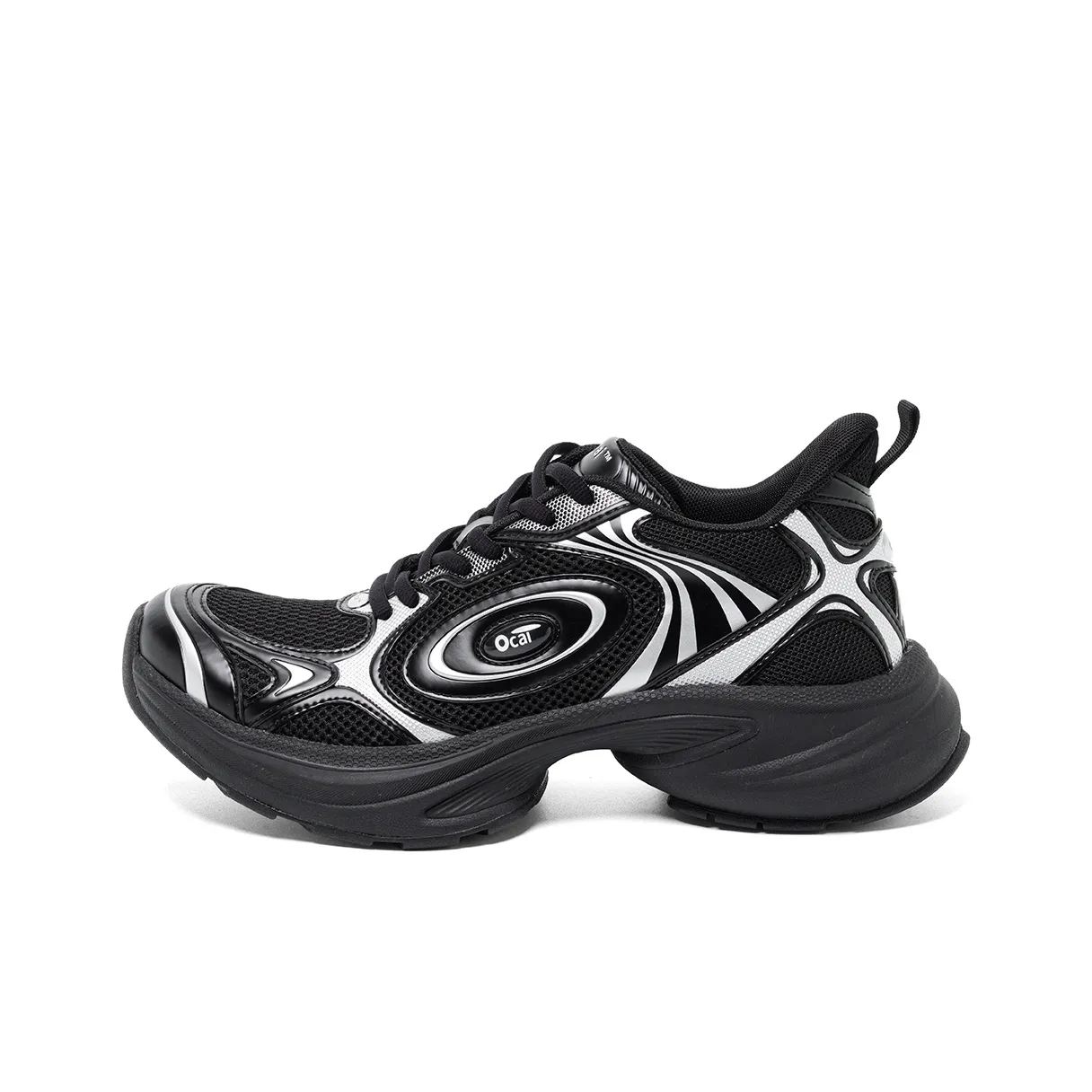 Ocai Нижняя юбка Устойчивая к истиранию Низкий топ Беговые кроссовки Унисекс Черный Серебряный