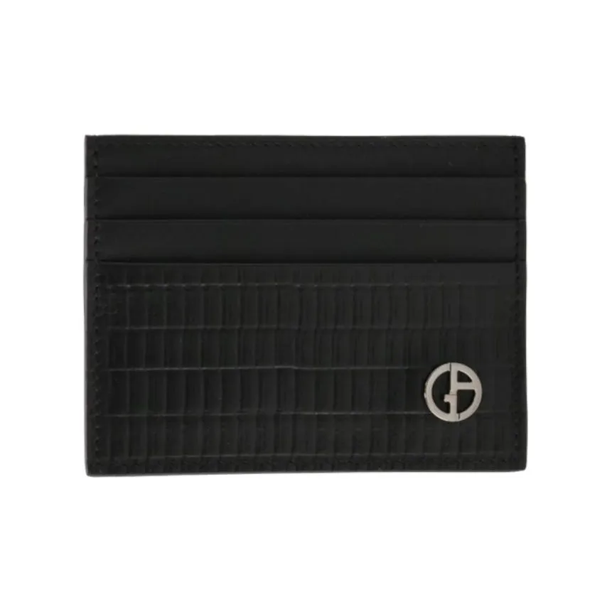 GIORGIO ARMANI Calfskin Card Holder Men's Black