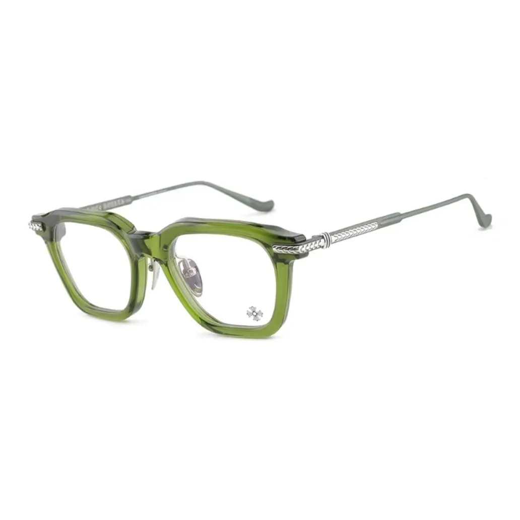 Chrome Hearts Irregular Shape Eyeglass Frames Unisex Green