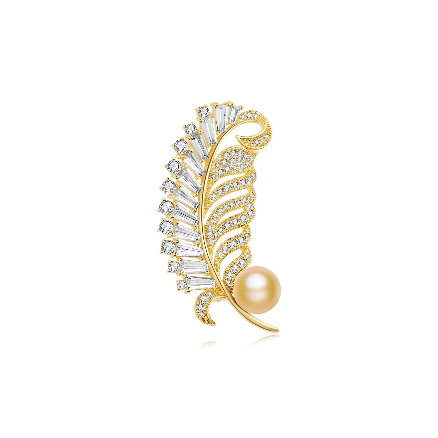 CLORIS YING Pearl Brooch Women's Golden South Sea Pearl Tahitian Black Pearl Brooch Women's