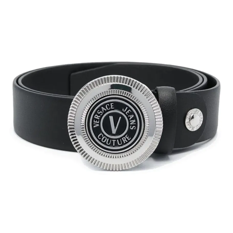 VERSACE JEANS COUTURE Cow Leather Belts Men's Black Width 3.5CM