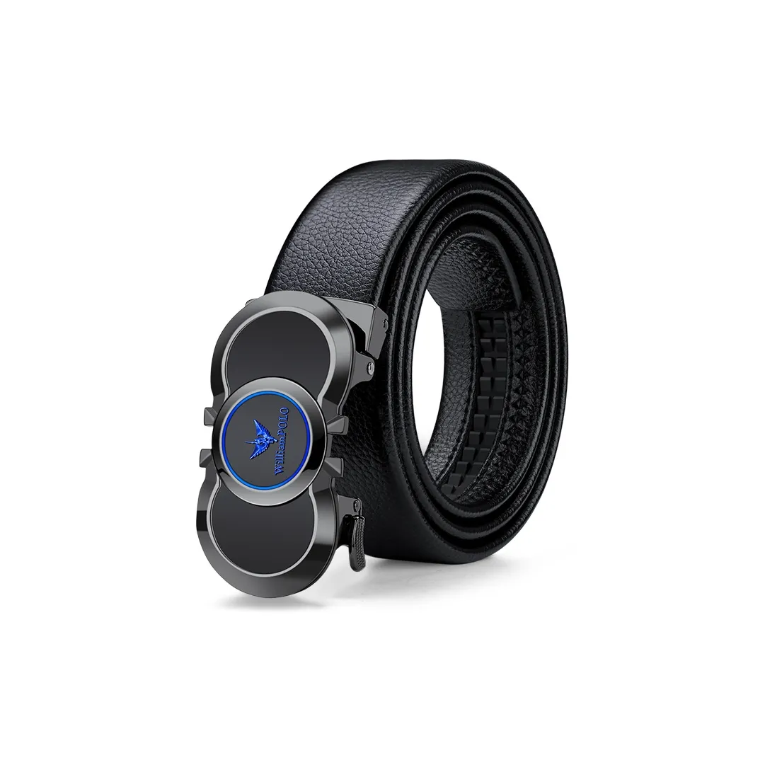 WilliamPOLO Ремни из натуральной коровьей кожи мужские с металлической пряжкой синий логотип ширина 3 5 см