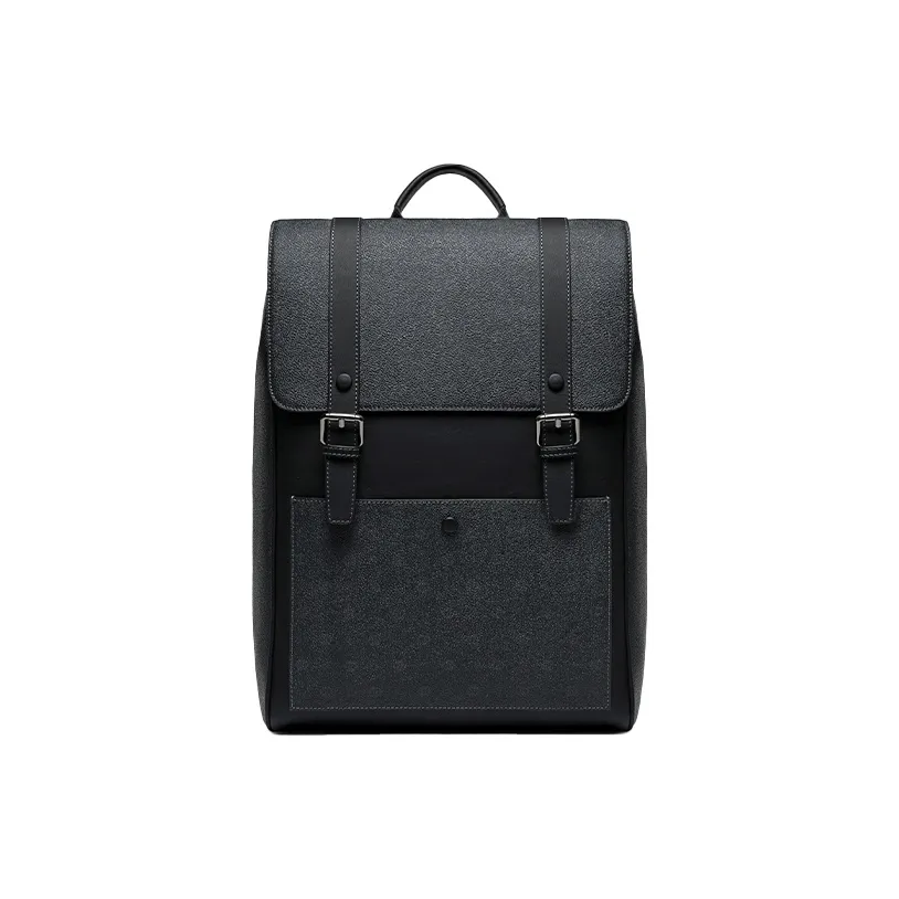 HLA Synthetic Leather With Cow Leather And Fabric Backpack Regular Men's Black
