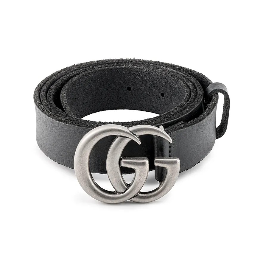 GUCCI Ремни из кожи с застежкой-пластиной из палладия унисекс черный ширина 3 см