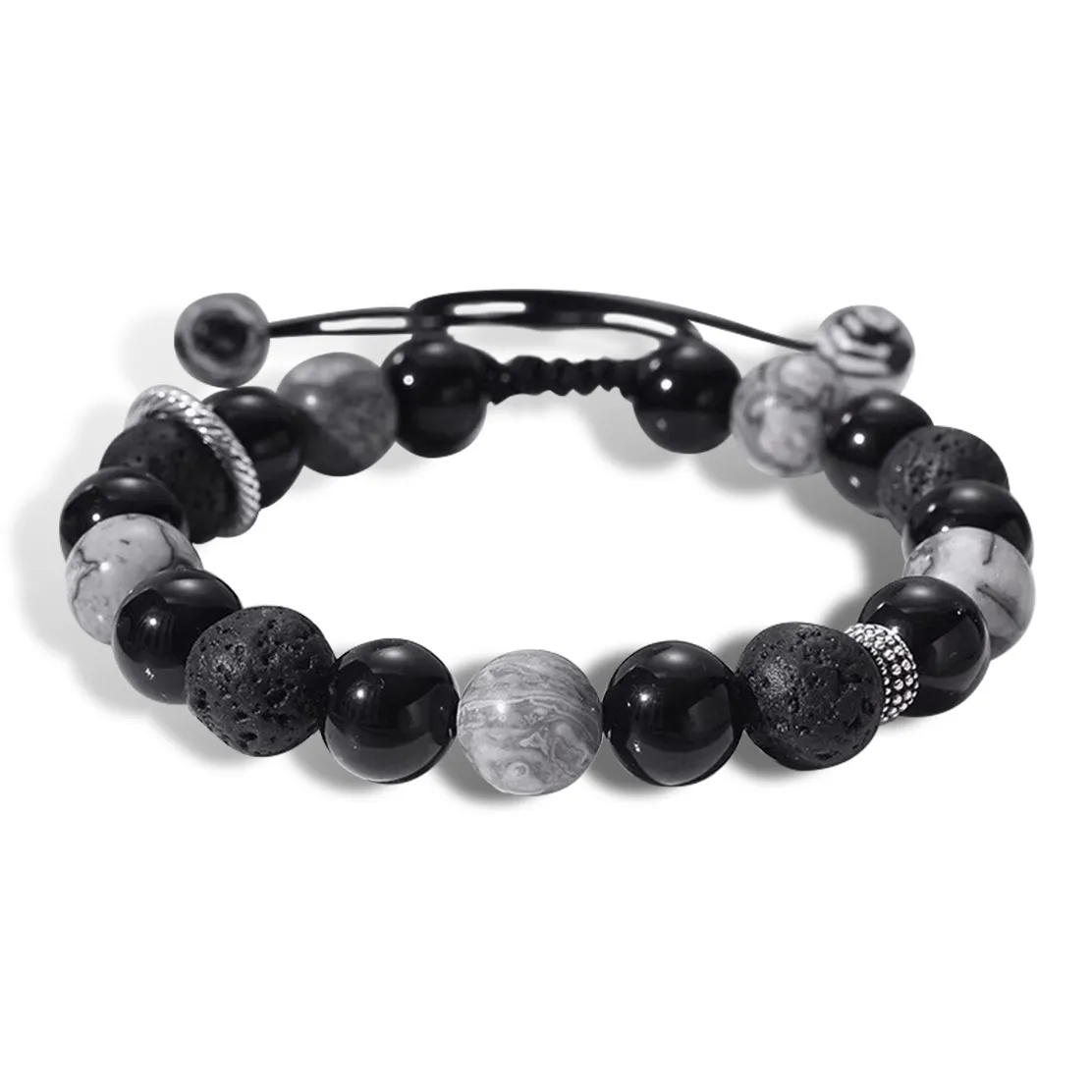 HOLLY RYAN Obsidian Unique Fashion Volcanic Stone Beaded Bracelet Men's