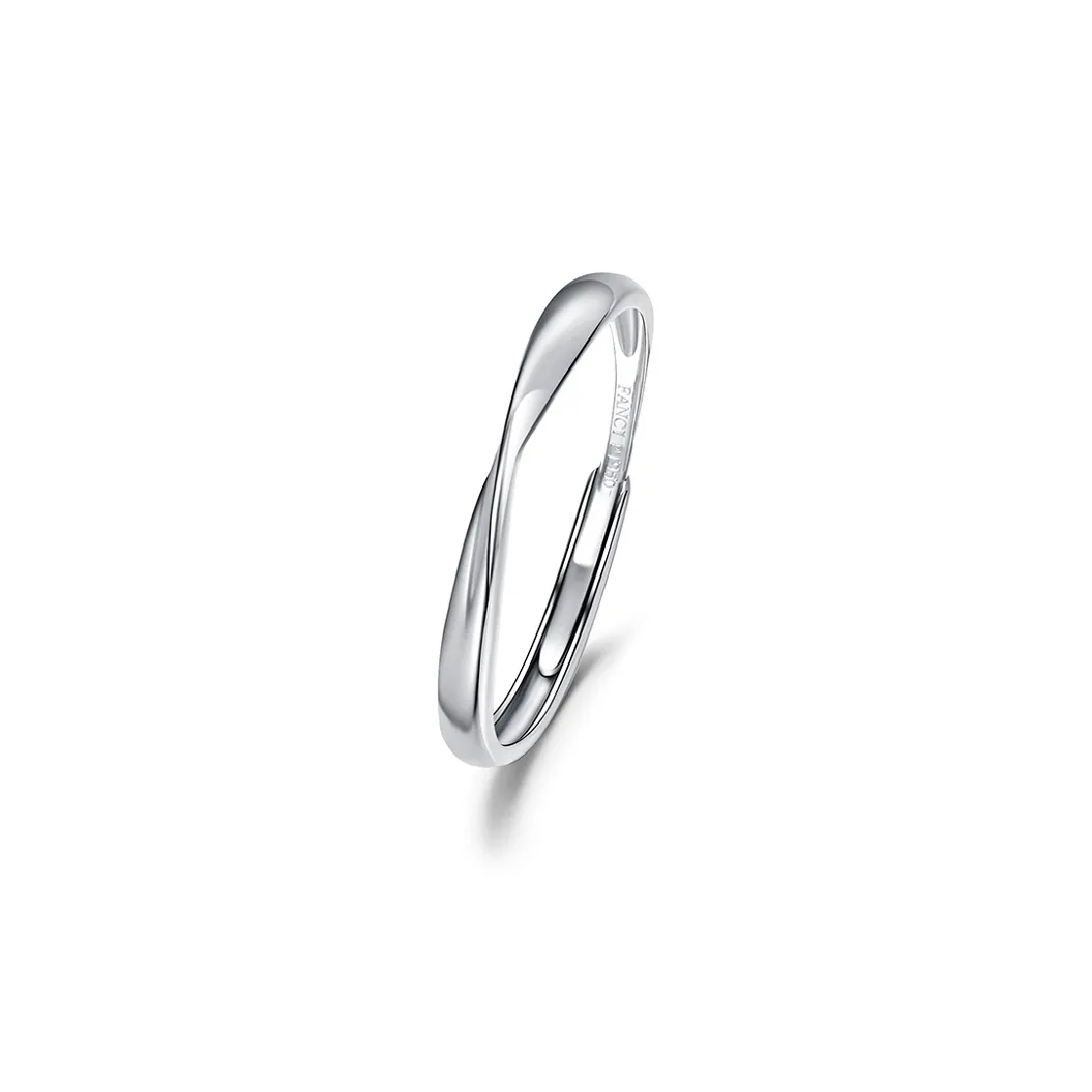 FANCI PT950 White Gold Plain Loop Ring Unisex