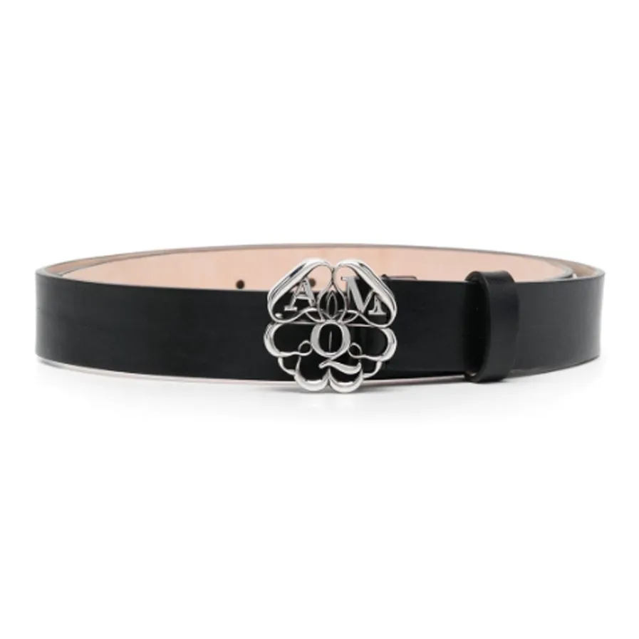 Alexander McQueen Узор Логотип Кожаные ремни Женские Черный Ширина корпуса 3,5CM