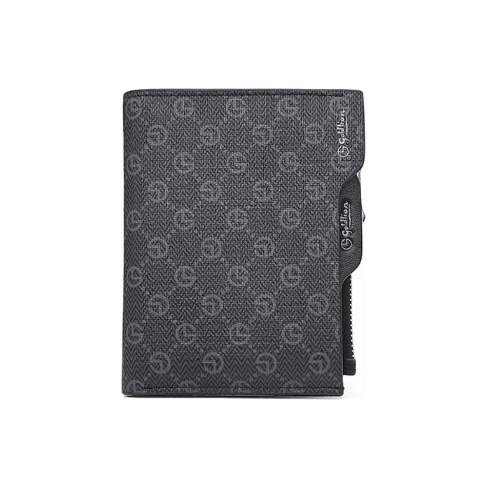 GOLDLION PVC Brand Print Wallet Men's Black