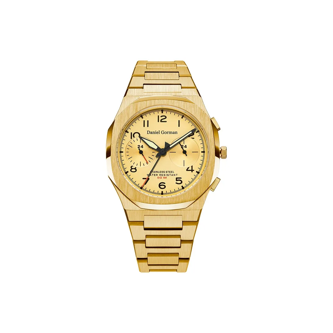 DANIEL GORMAN Daniel Golman Watch for Men Кварцевый механизм Нержавеющая сталь Ремешок Часы Мужские Часы Золотой циферблат