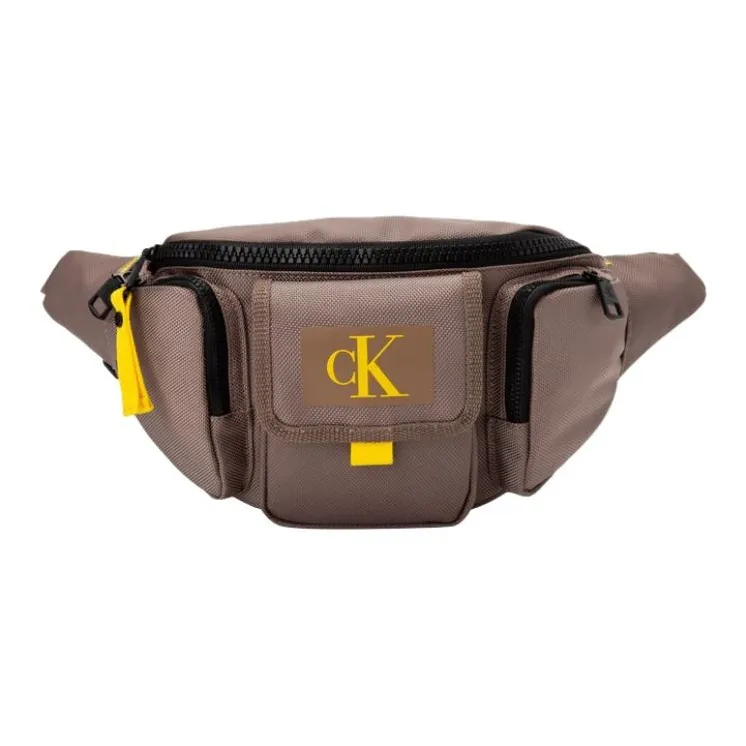 CALVIN KLEIN Fabric Sling Bag, Fanny Pack Trumpets Men's Coffee Brown