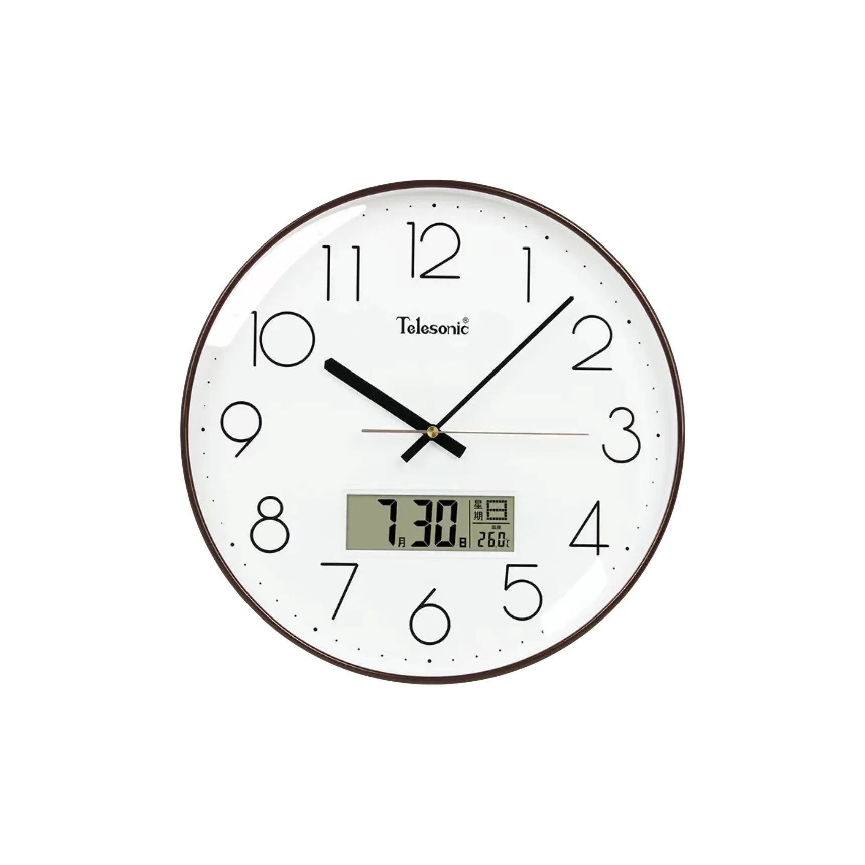 TELESONIC 2024 Sweeping Seconds Movement Plastic Wall Clock Unisex White Coffee Gold Blue