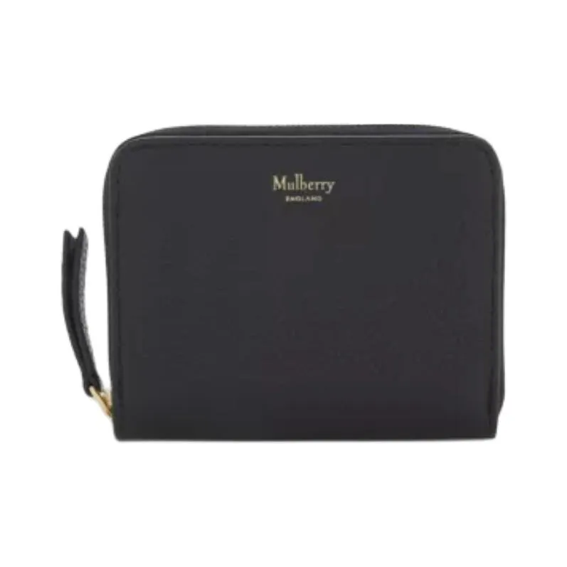 Mulberry Grain Leather Wallet Women's Black