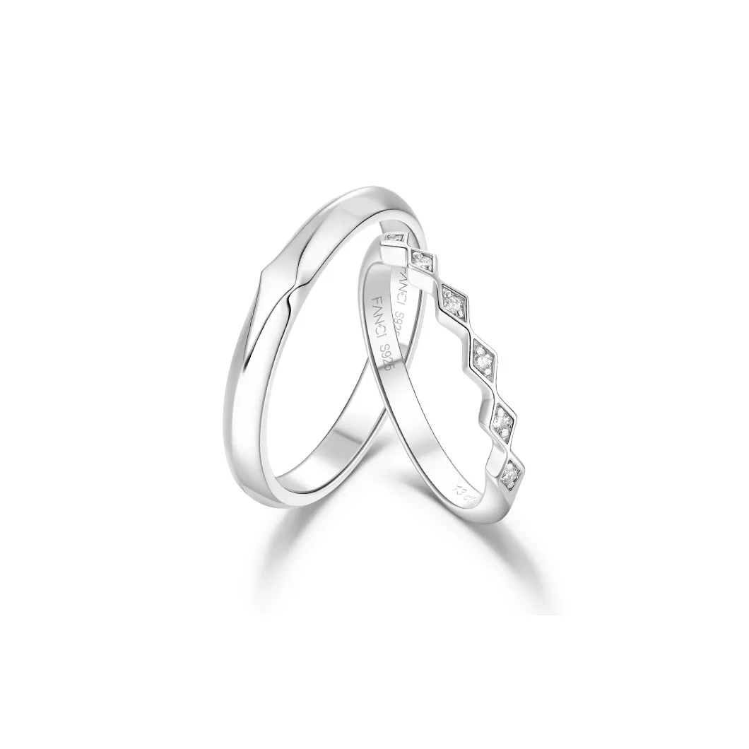 FANCI S925 Silver Set With Lab grown Diamonds Rings Unisex