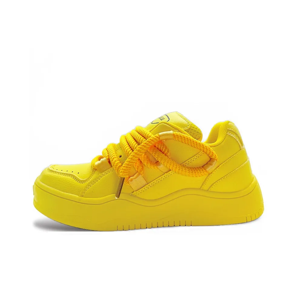 ITGI Dreadlocks Puffy Shoes Slip Resistant Height Increasing Low Top Skateboard Shoes Unisex Yellow